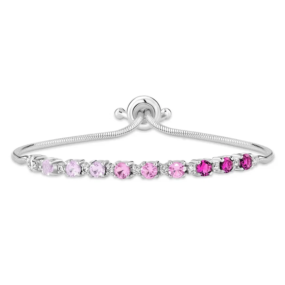 Pulseira Life Ocean em Prata 925 com Pedras Rosas e Incolores — imagem 1