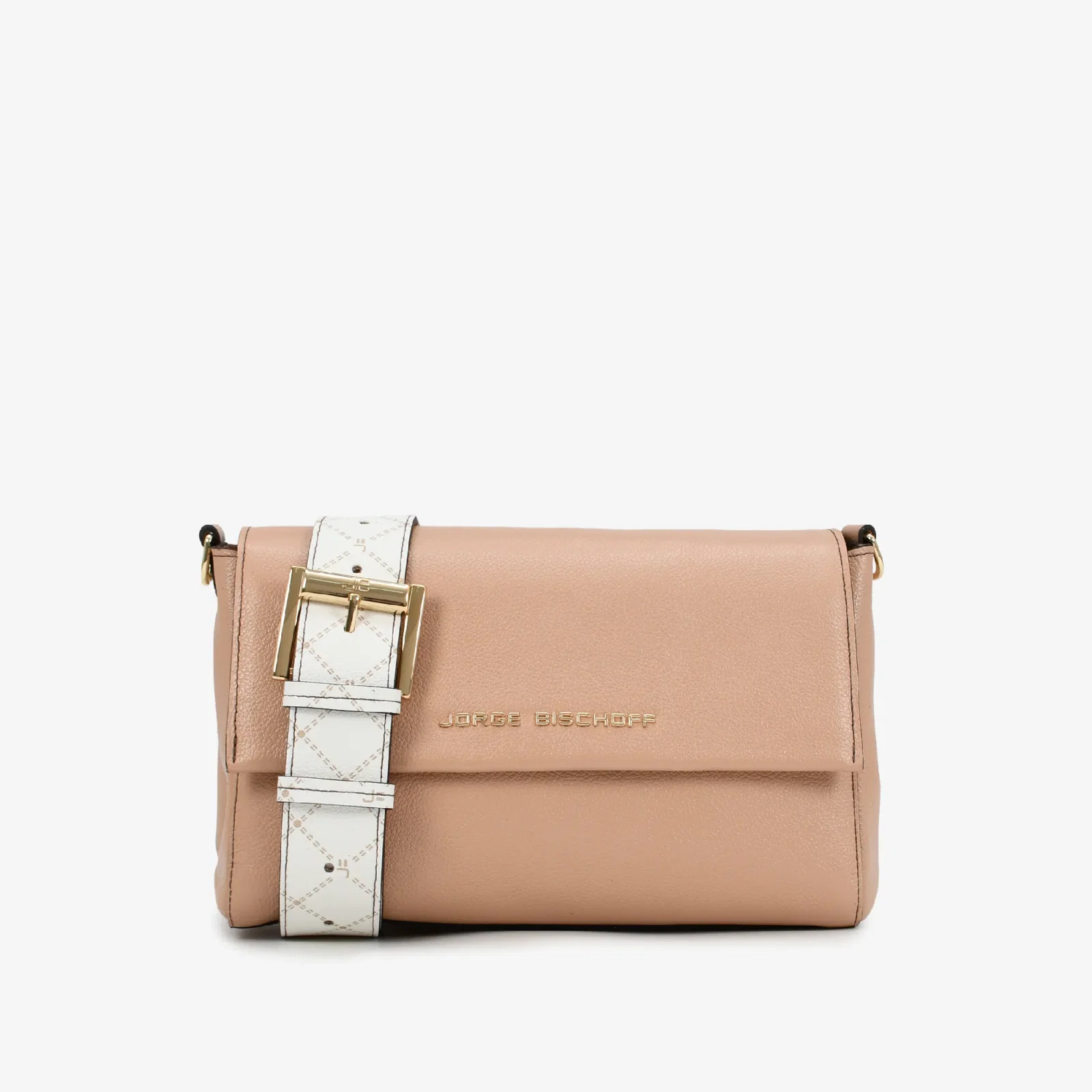 Bolsa Transversal Nude Off White Monograma Jb Couro — imagem 1