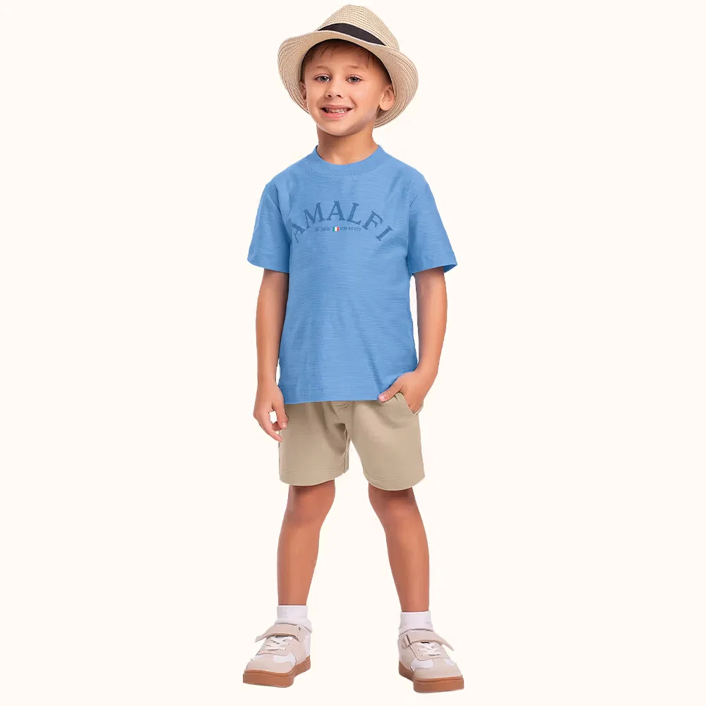Conjunto camiseta em meia malha flamê e bermuda em moletinho com bolso funcional — imagem 1