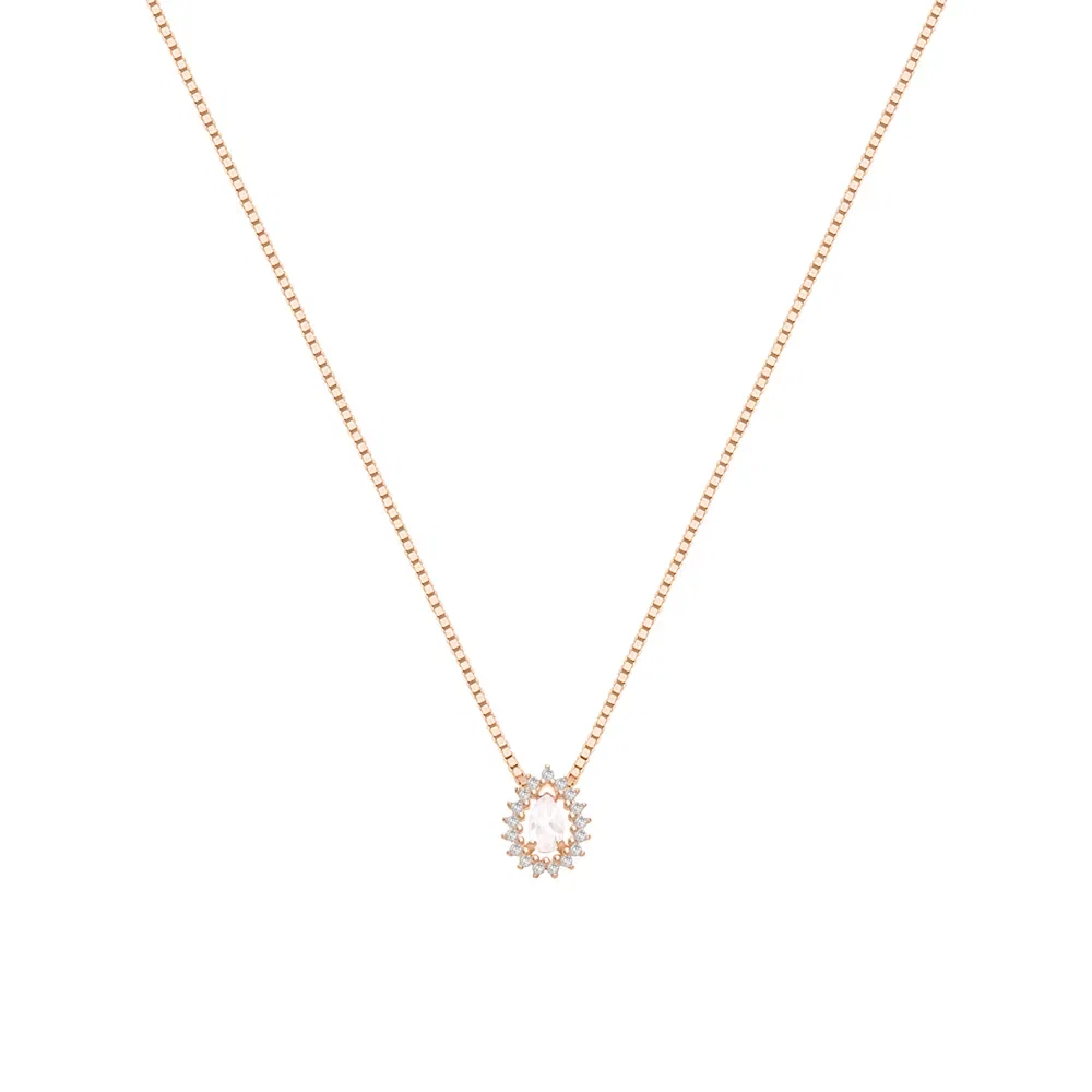 Pingente Classic Oriental em Ouro Rosé 18k com Quartzo Rosa e Diamantes, 10mm — imagem 1