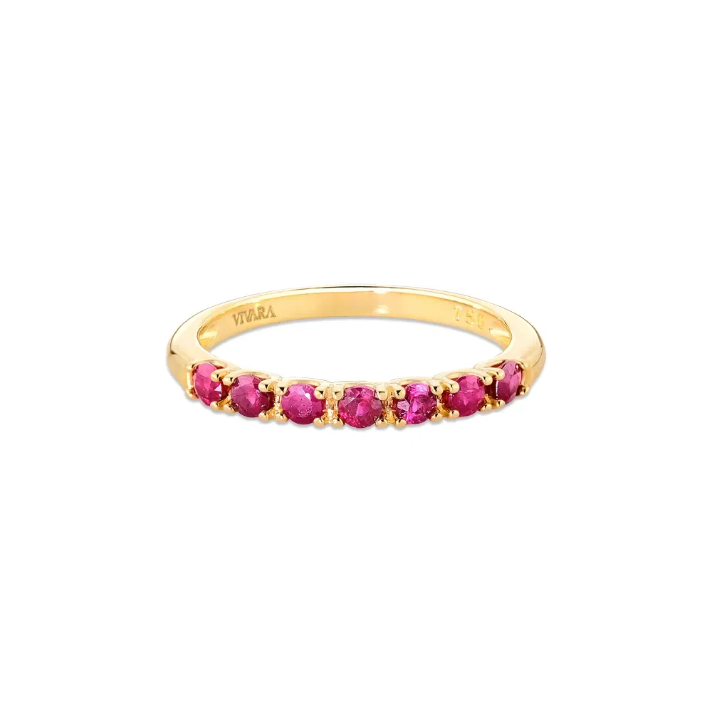 Meia Aliança em Ouro Amarelo 18k com Rubi — imagem 1