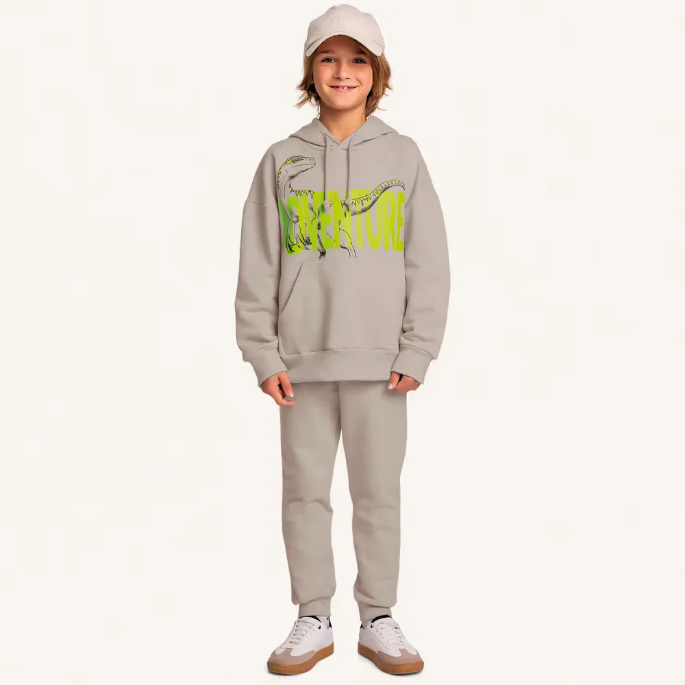 Conjunto blusão com capuz e calça em moletom adventure