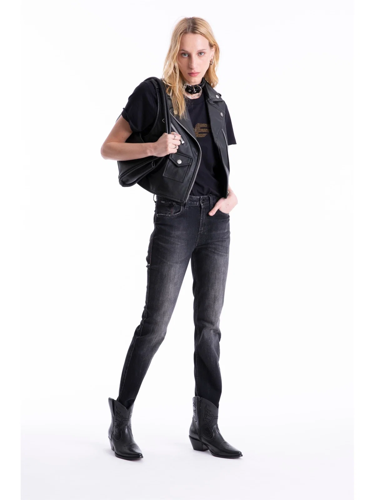 Calça Intense Black Skinny 1790-Lav.Black C/ Tie Dye — imagem 1