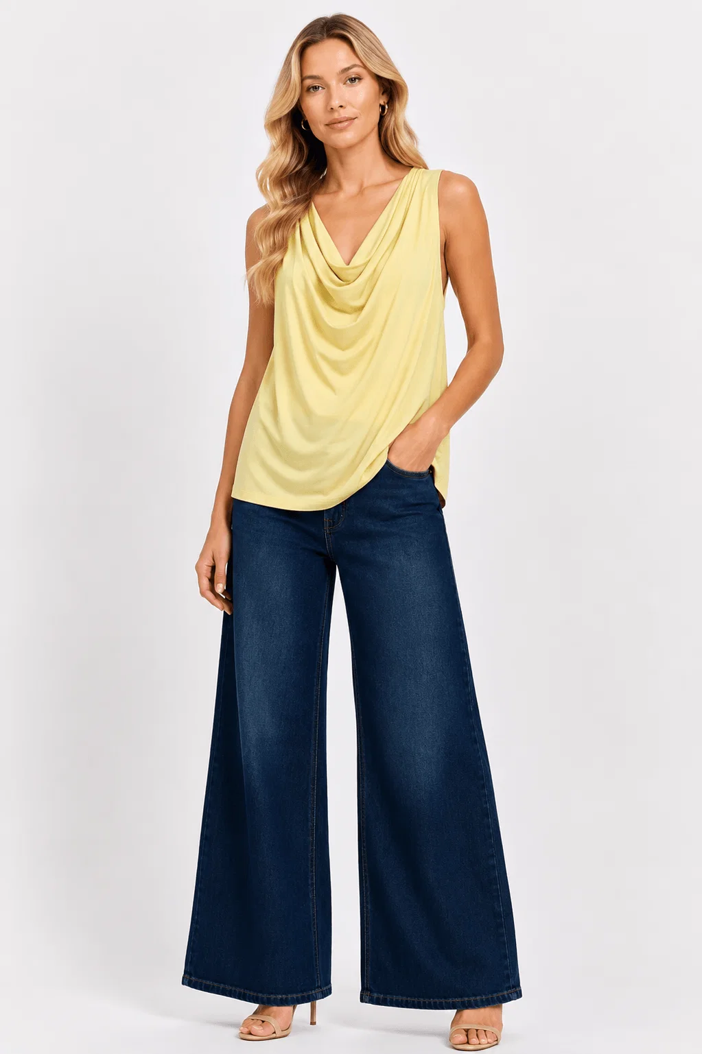 Blusa Sem Manga Gola Degagê - Amarelo