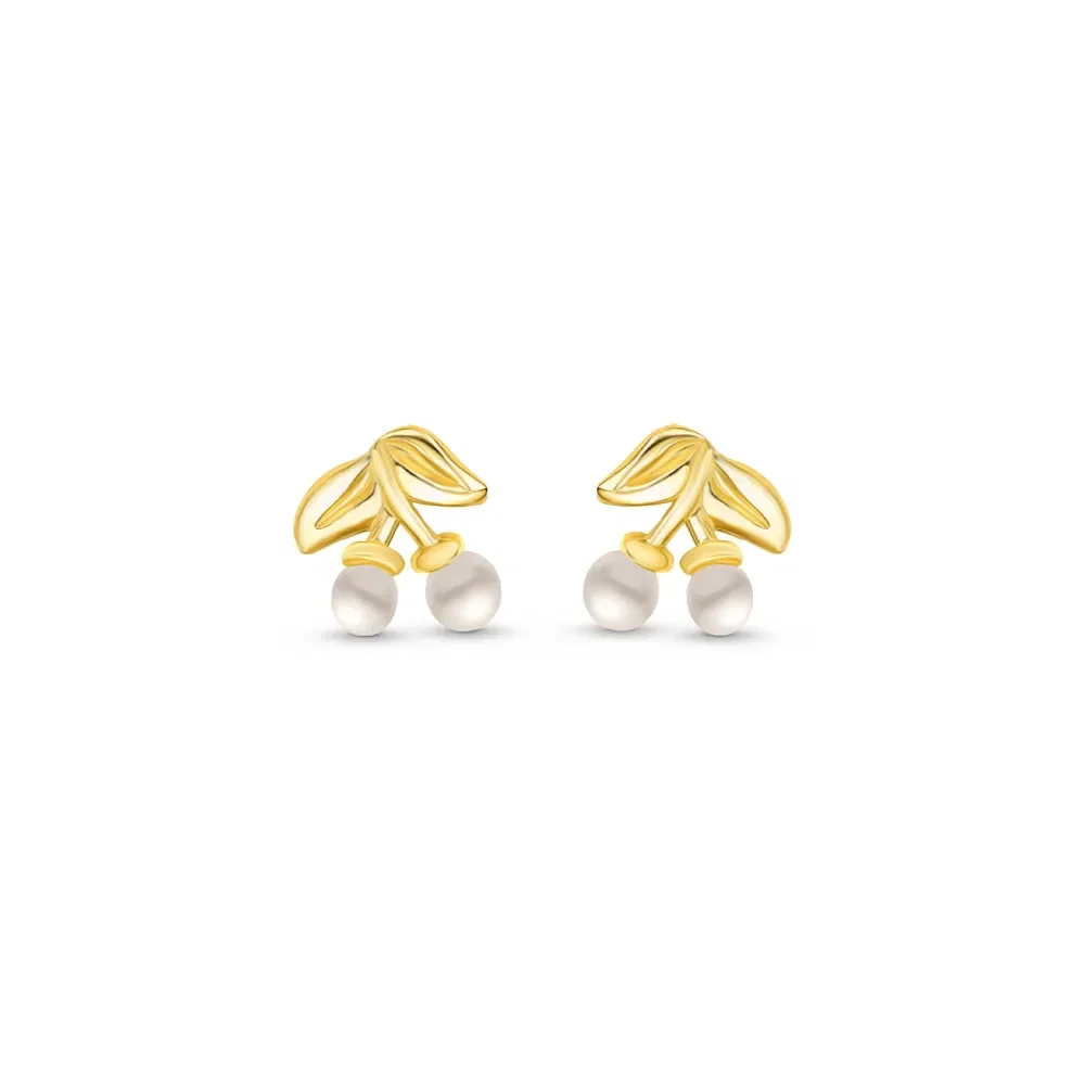 Brinco Baby Cereja em Ouro Amarelo 18k com Pérolas — imagem 1