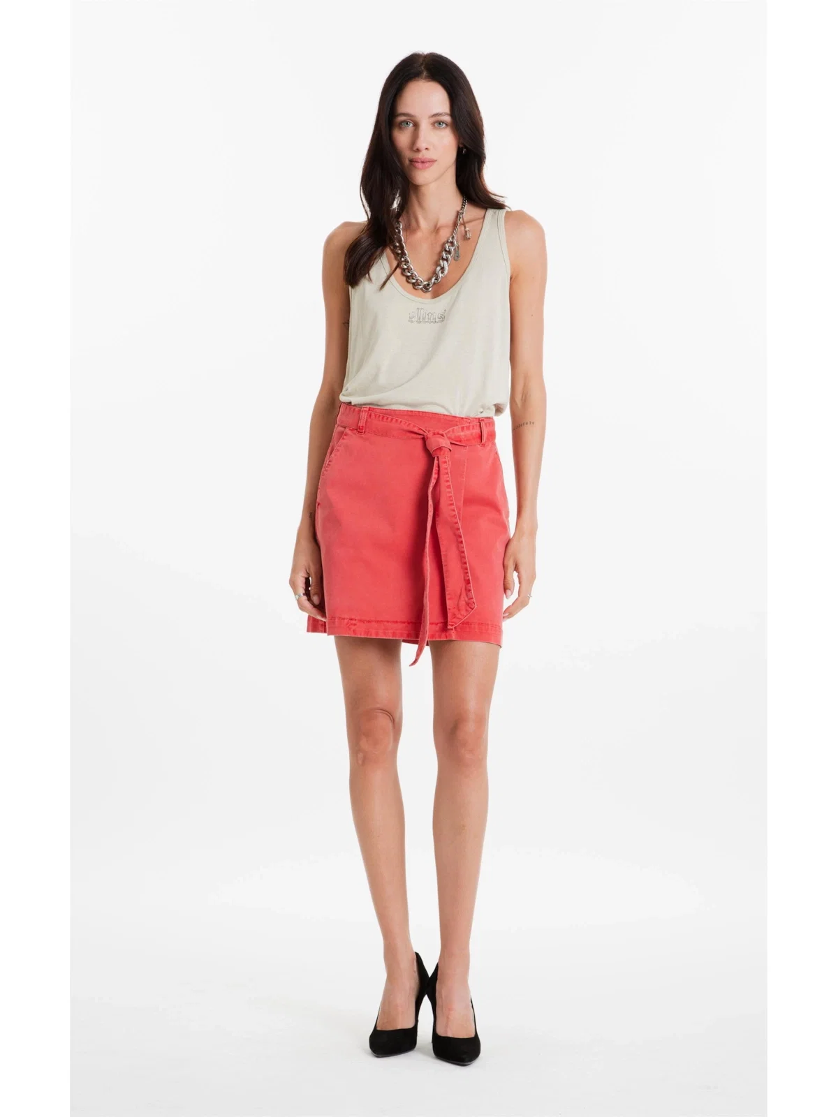 Saia Sarja Rain Envelope Transpasse Vermelho Claro — imagem 1