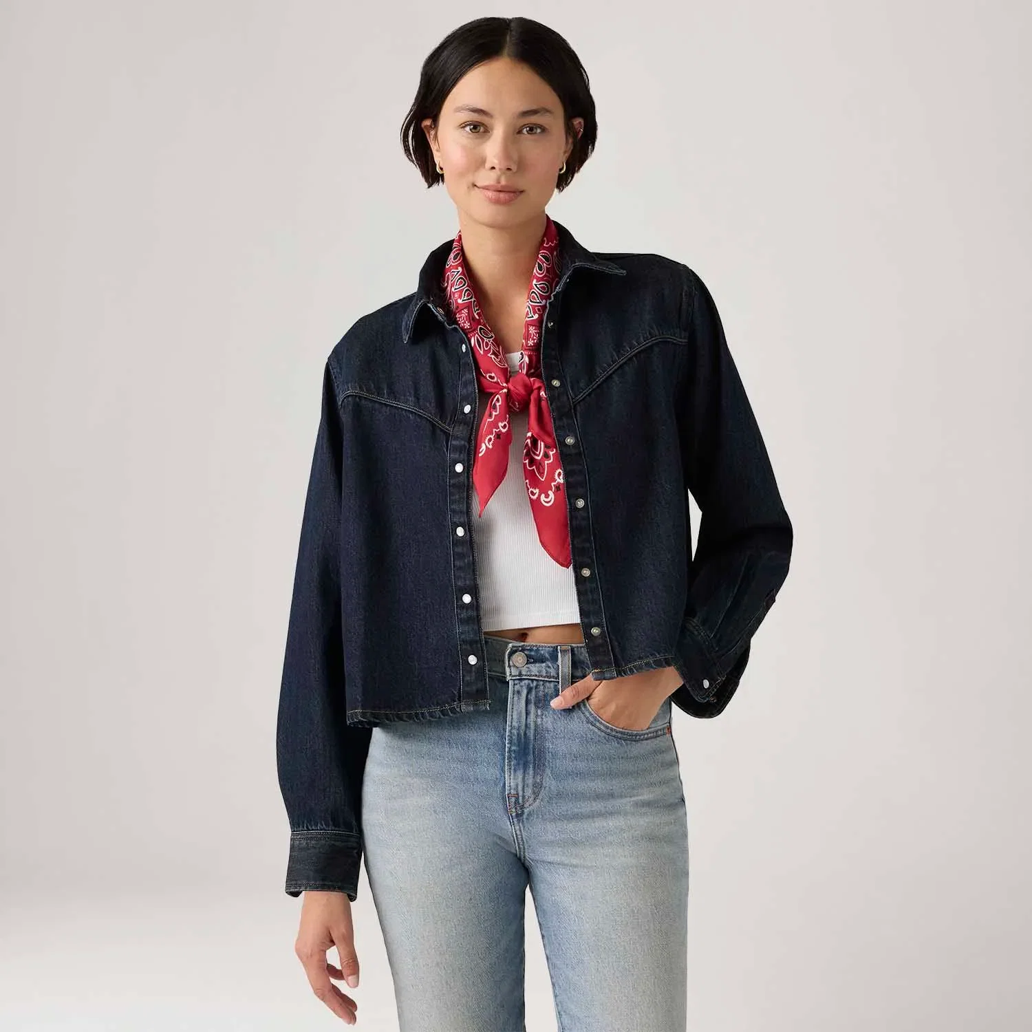 Jaqueta Jeans Levi's® Logan Tancel Lavagem Escura — imagem 1