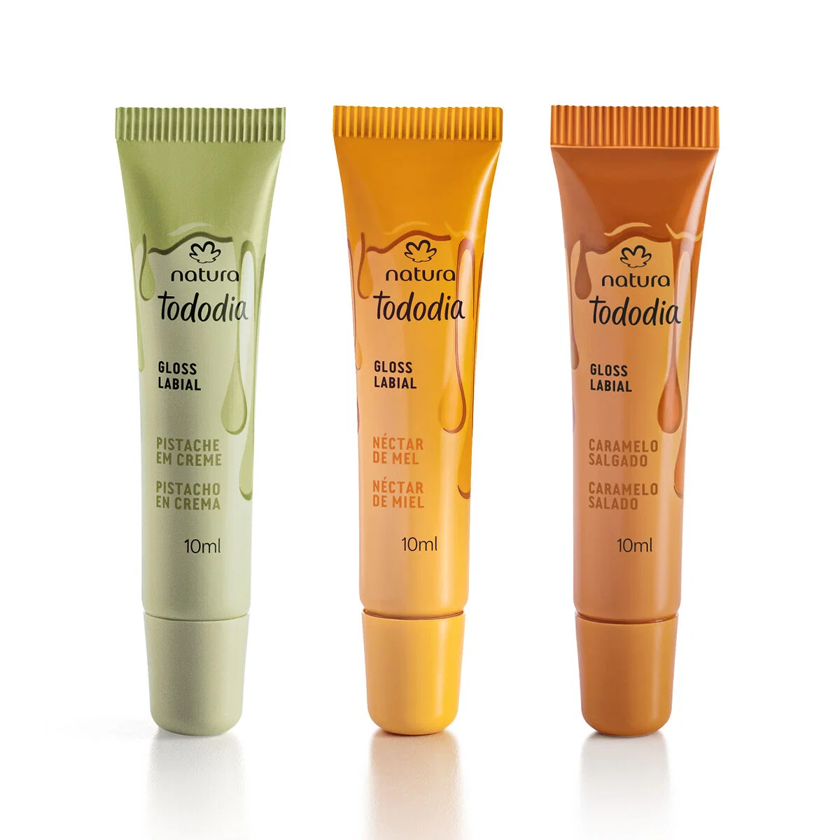 Gloss Labial Tododia Néctar de Mel e Pistache em Creme e Caramelo Salgado 10 ml cada — imagem 1