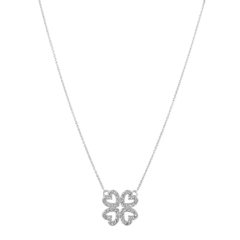 Colar Petit Trevo em Prata 925 com Topázios Incolores, 45cm — imagem 1