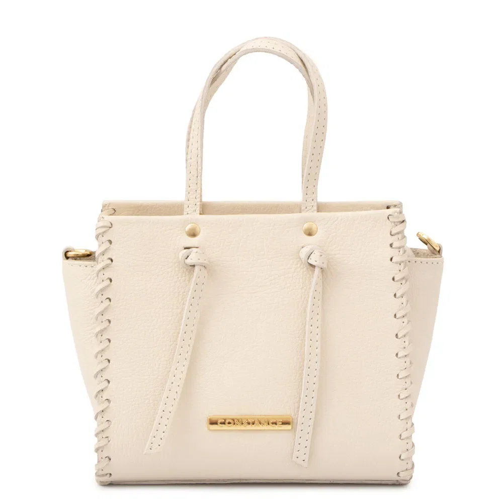 Bolsa Tiracolo Couro Pesponto Off White