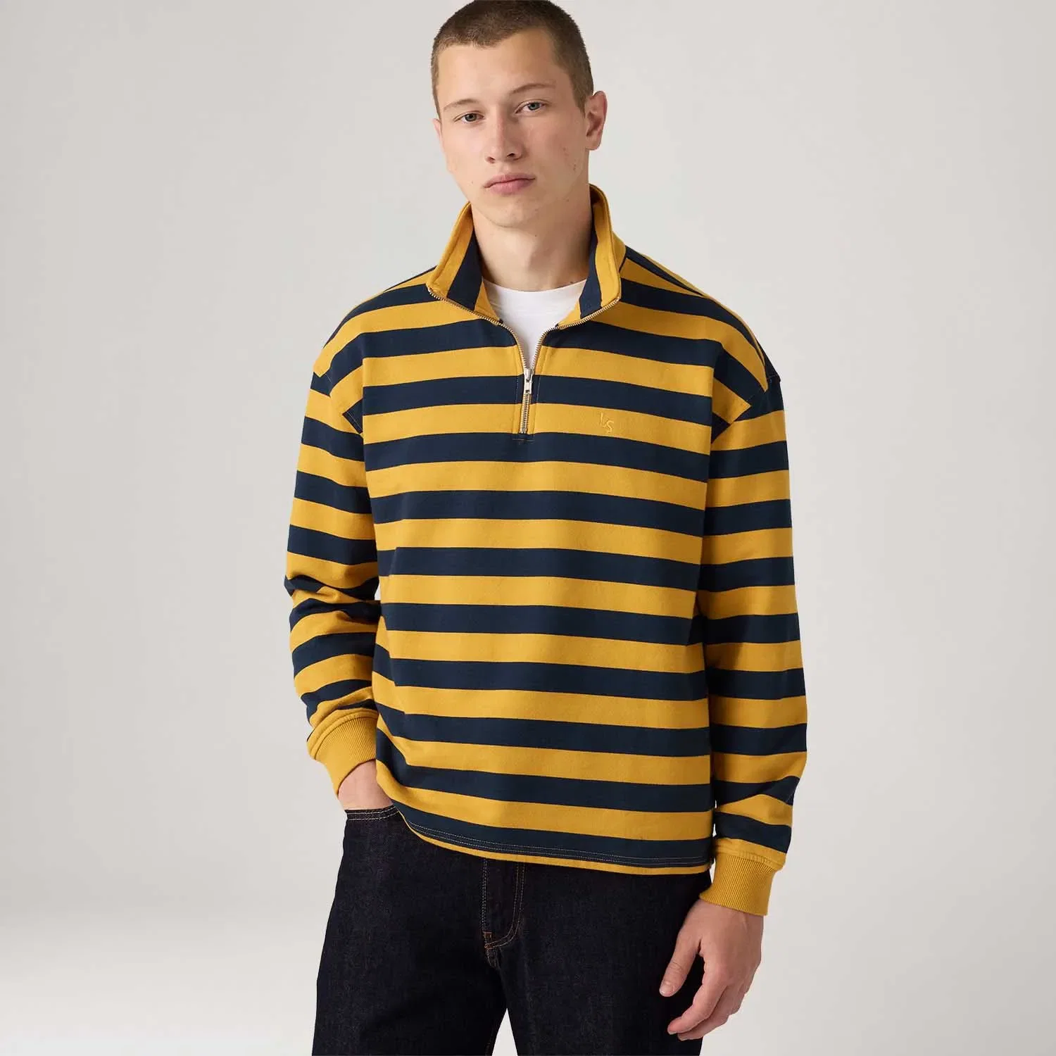 Moletom Levi's® Cameron Zíper 1/4 Listrado Amarelo — imagem 1