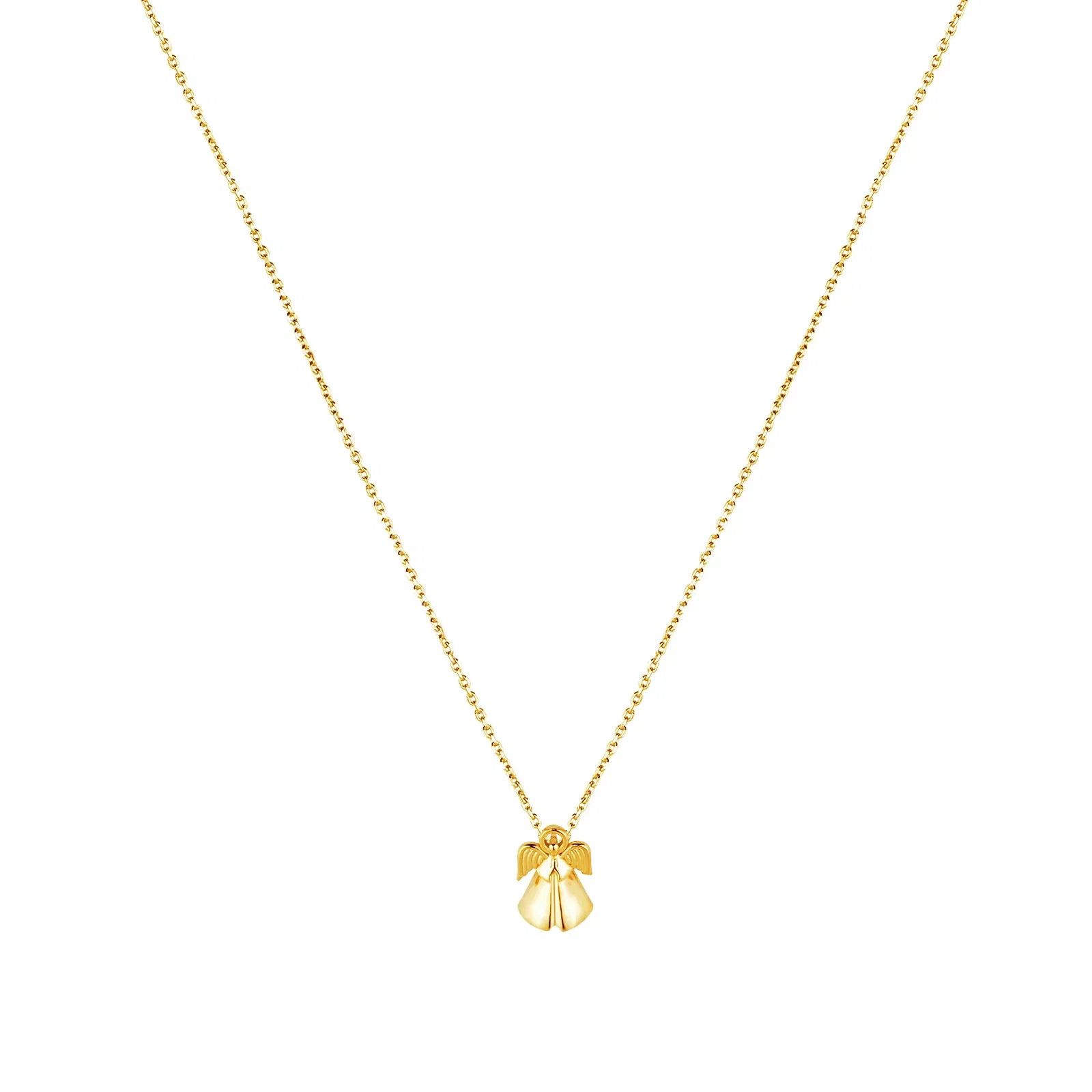 Colar Life Anjo da Guarda Religião em Prata 925 com Banho de Ouro Amarelo 18k