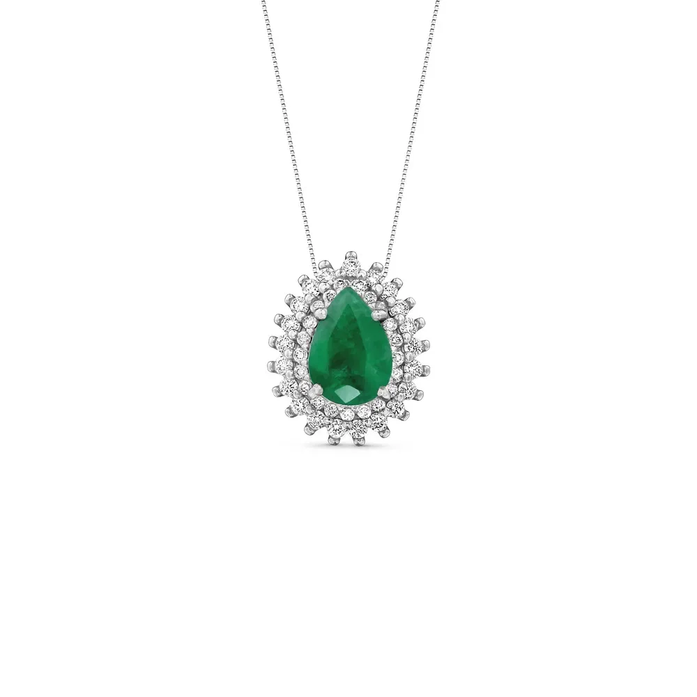 Pingente Clássicos em Ouro Branco 18k com Esmeralda e Diamantes, 16mm — imagem 1