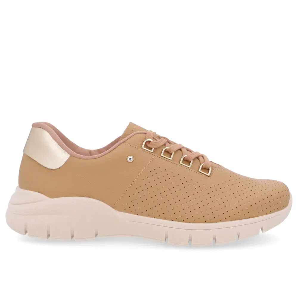 Tênis Casual Marrom Couro Detalhe Strass — imagem 1