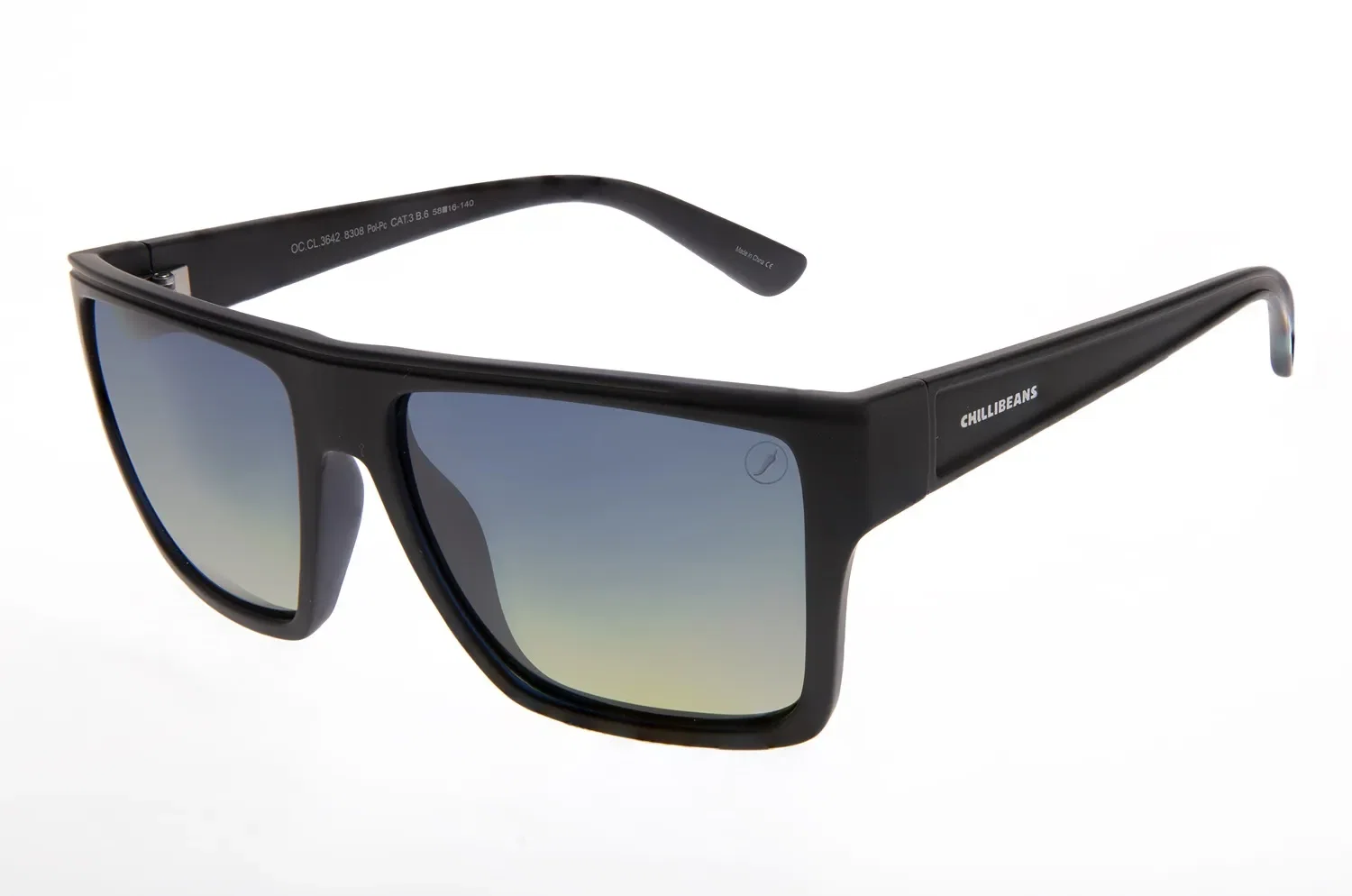 Óculos de Sol Masculino Chilli Beans Quadrado Degradê Azul Polarizado — imagem 1
