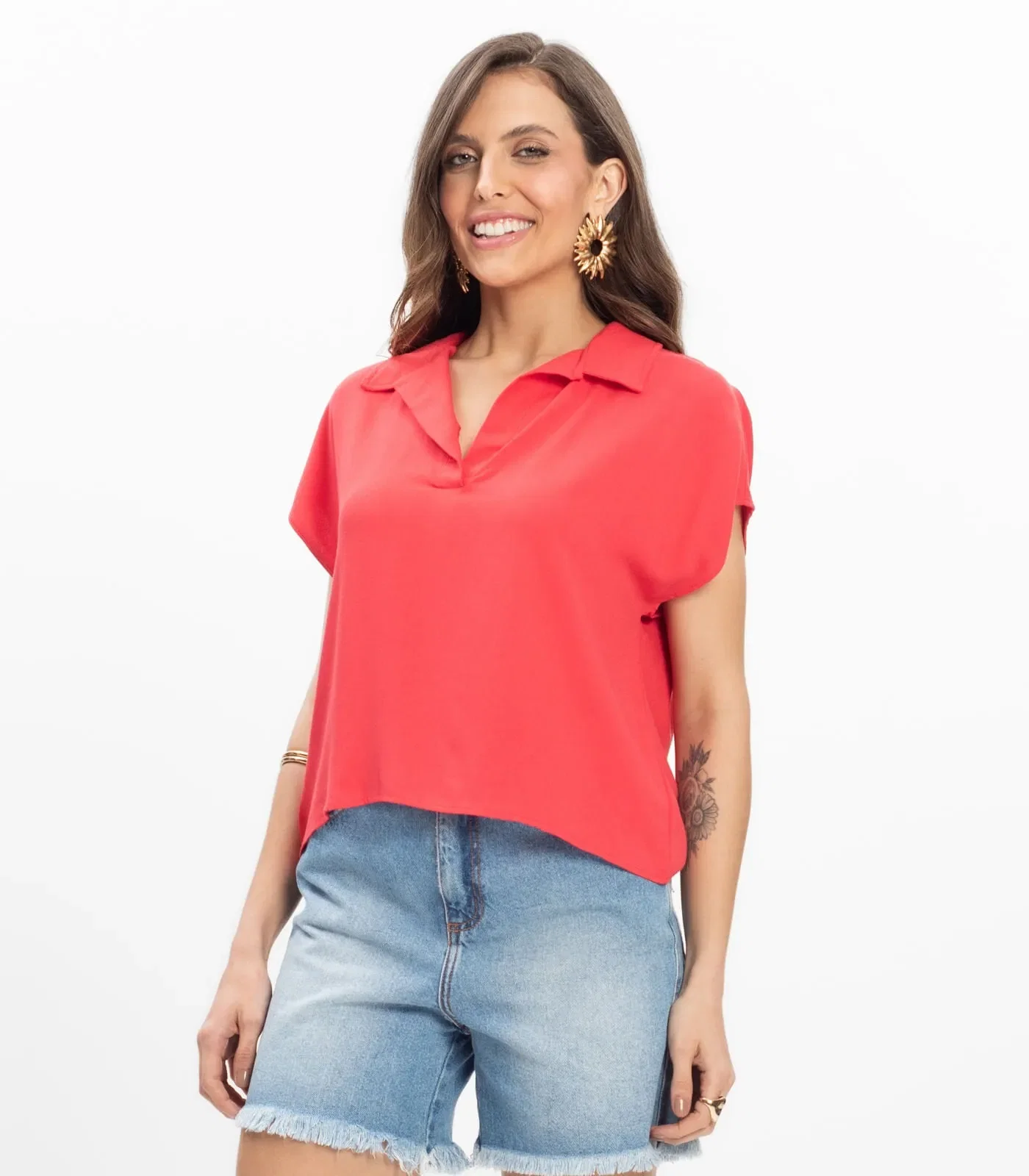 Polo Viscose Modena Feminino Endless Laranja — imagem 1
