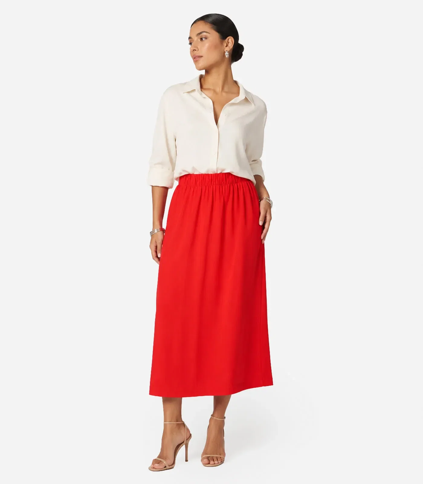 Saia Midi Feminina Em Alfaiataria Endless Laranja