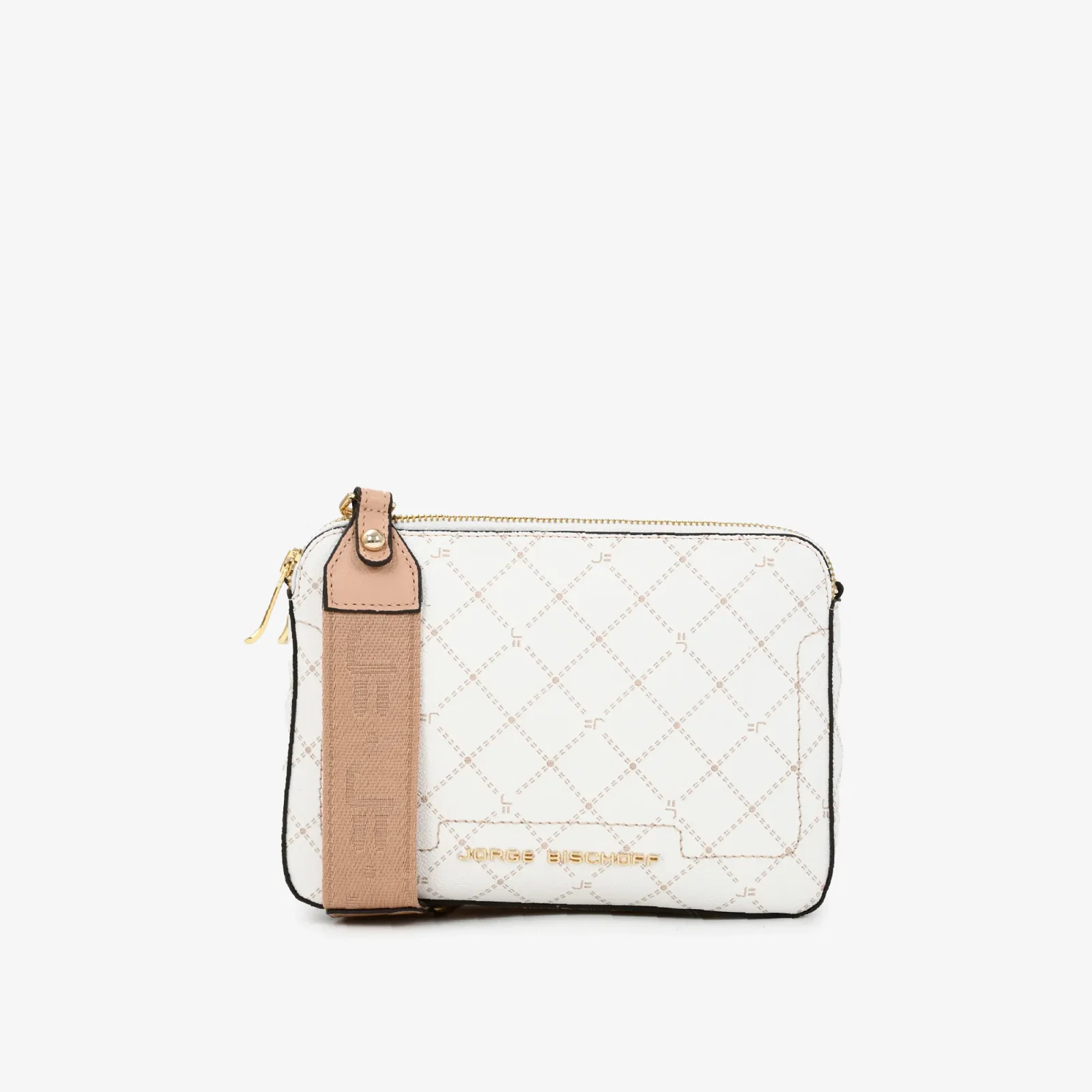 Bolsa Transversal Off White Nude Monograma Jb Couro — imagem 1