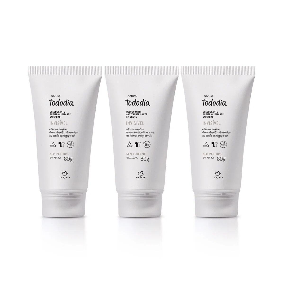 Kit Desodorante Antitranspirante em Creme Tododia Sem Perfume (3 unidades)