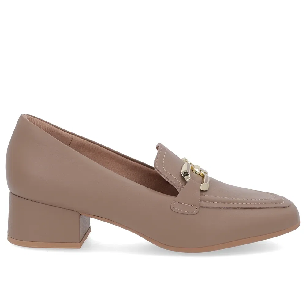 Loafer Marrom Couro Bico Quadrado