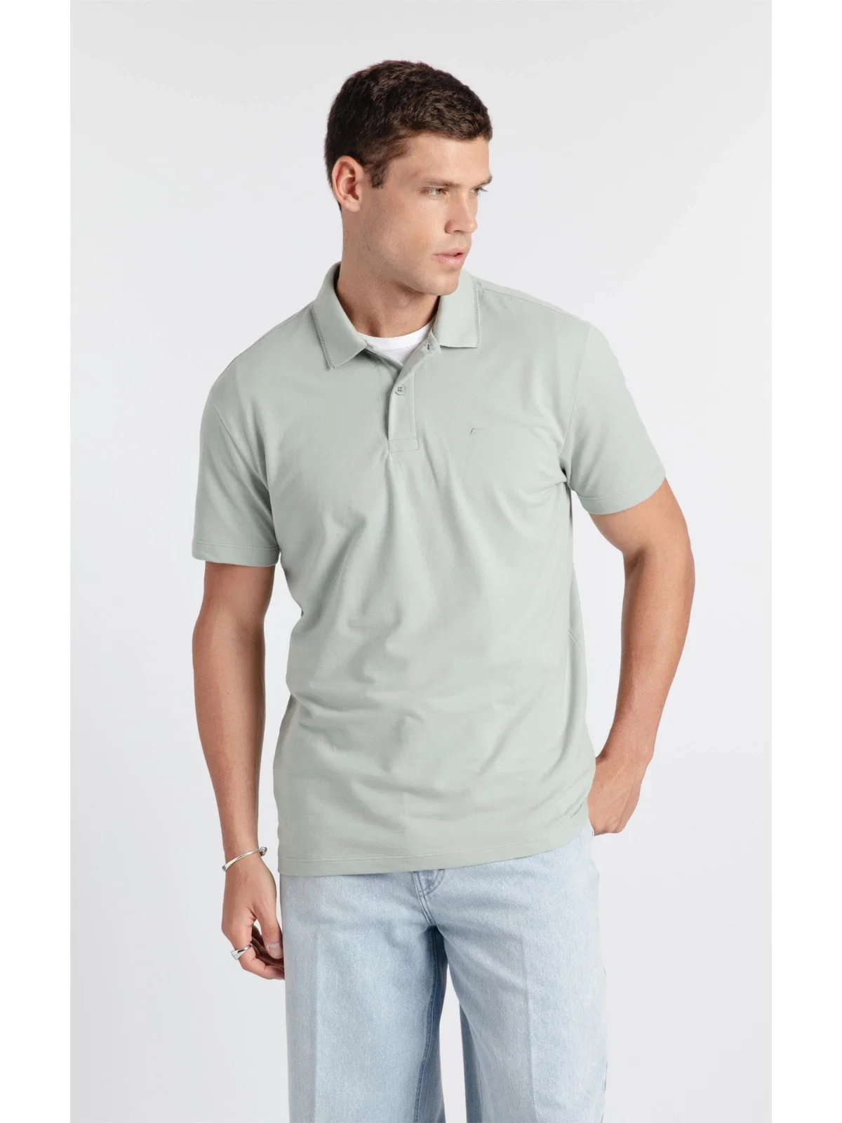 Polo Piquet Friso Verde Agua — imagem 1