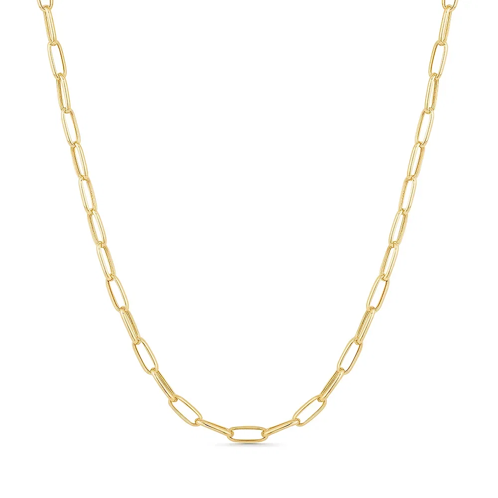 Corrente Cadeado Alongado em Ouro Amarelo 18k, 40cm