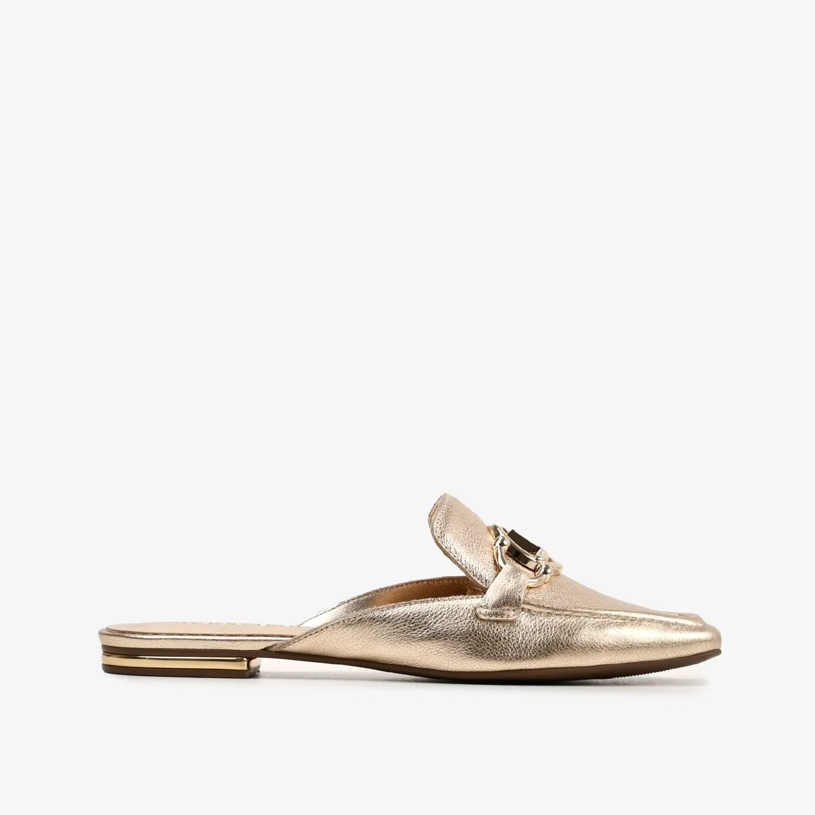 Mule Metal Ouro Champagne Couro