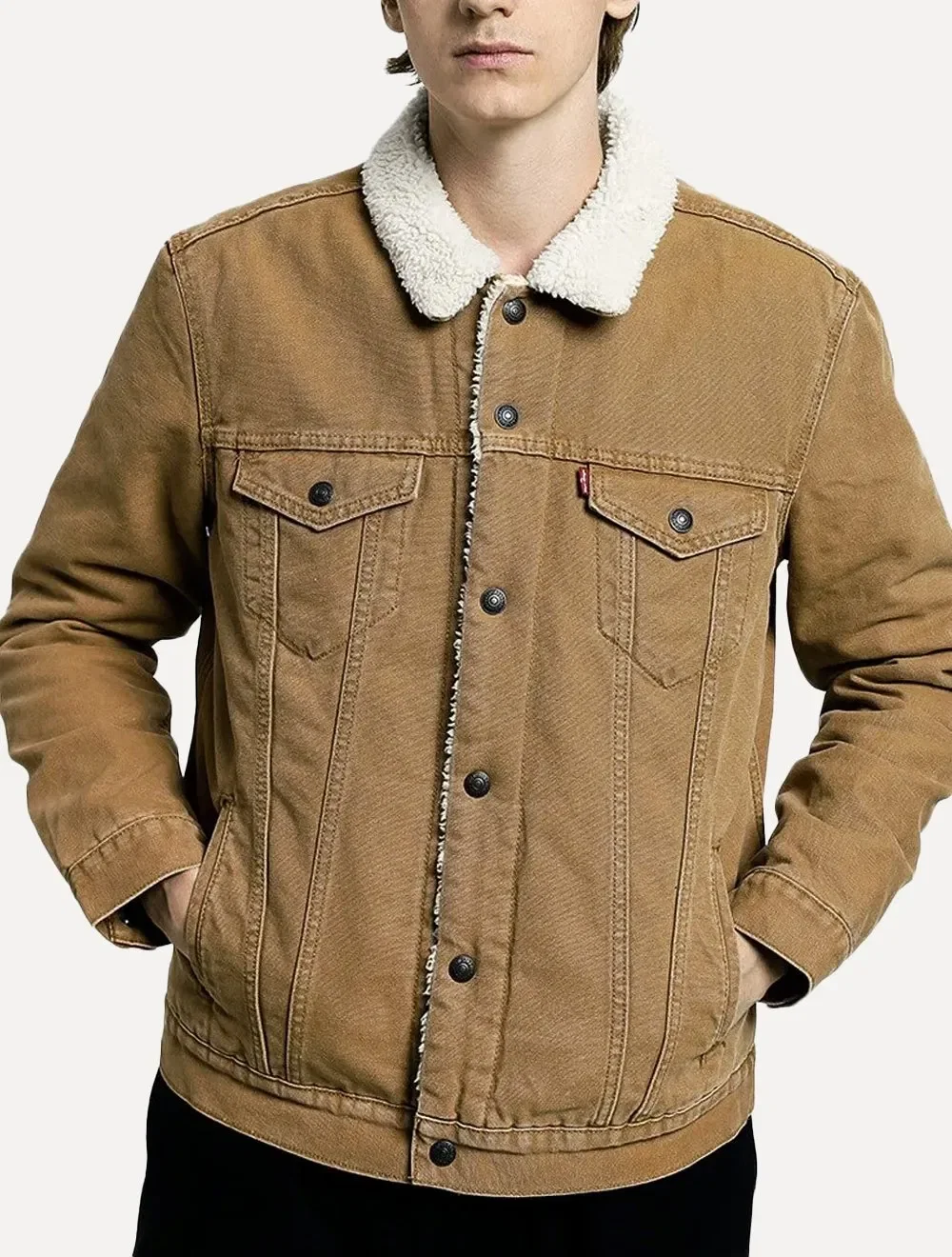 Jaqueta Jeans Levis Masculina Sherpa Trucker Marrom — imagem 1