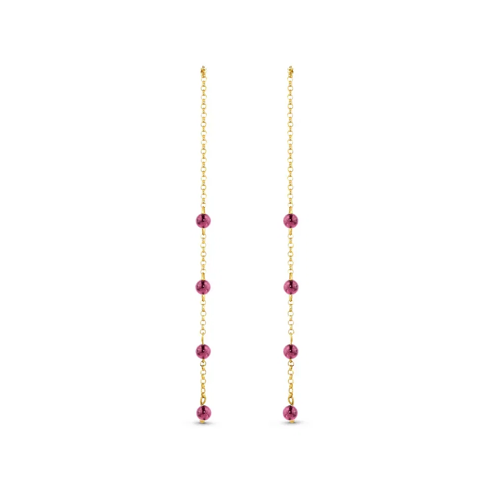 Brinco Gold Stone em Ouro Amarelo 18k com Rodolitas — imagem 1