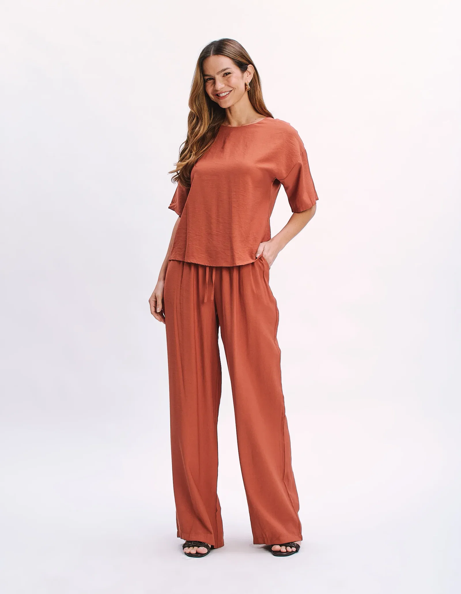 Calça Cós Elástico - Terracota