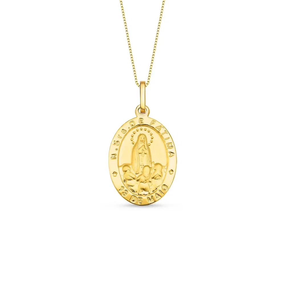 Pingente Medalha N.Sra De Fátima em Ouro Amarelo 18k, 26mm — imagem 1