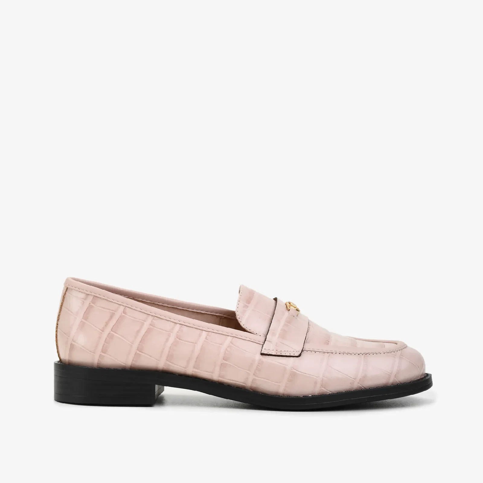 Loafer Nude Turmalina Couro Croco — imagem 1