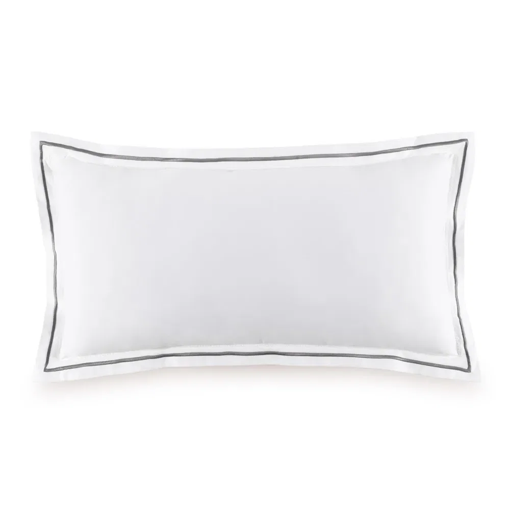 Almofada 400 Fios Cetim 30cm x 60cm Bravelli Branco / Chumbo