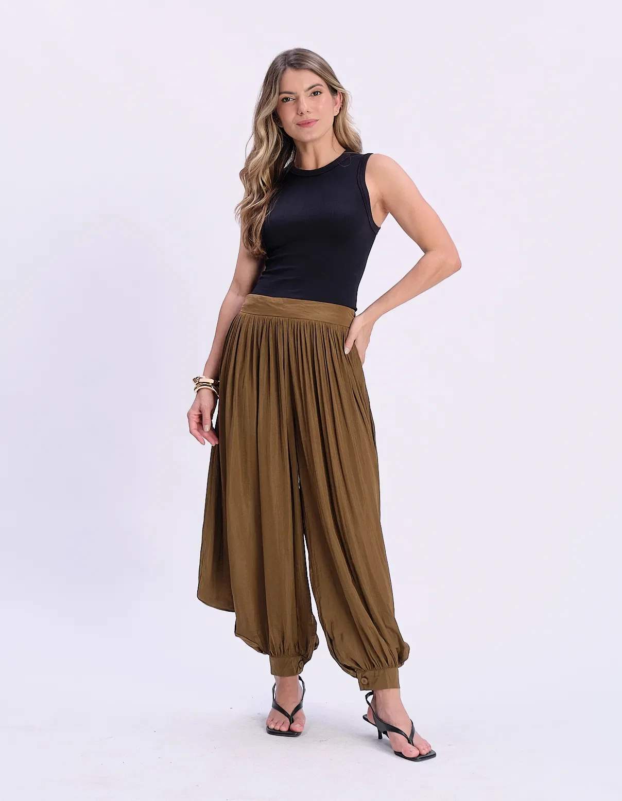 Calça Ampla Aladim - Verde Oliva