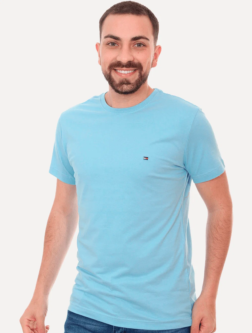 Camiseta Tommy Hilfiger Masculina Essential Cotton Azul Celeste — imagem 1