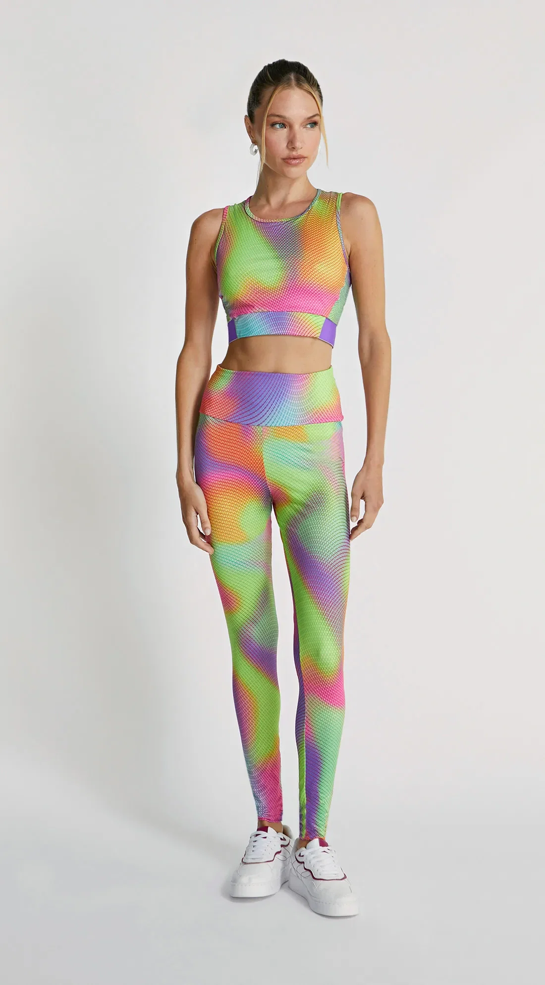 Calça Morena Rosa Legging Cós Alto Detalhe Bolso Roxo