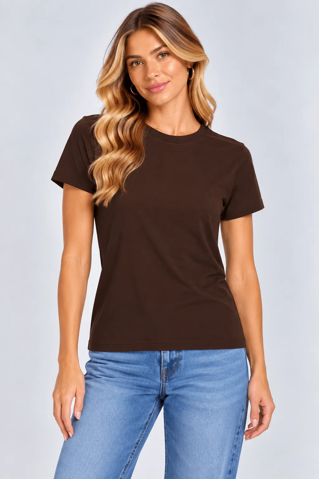Blusa Manga Curta Decote Canoa - Cafe