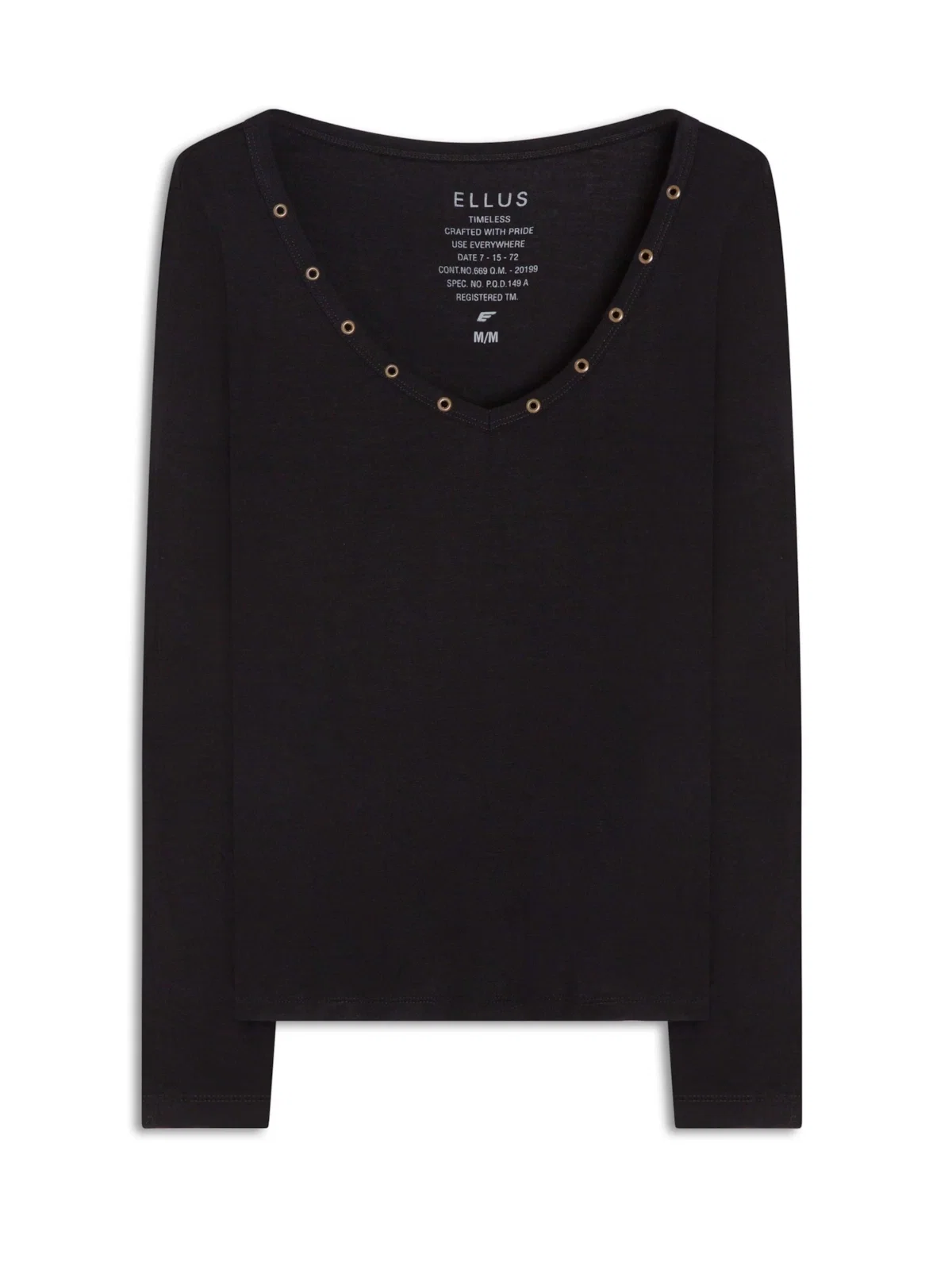Blusa Malha Ellus Viscose Ilhós Preto