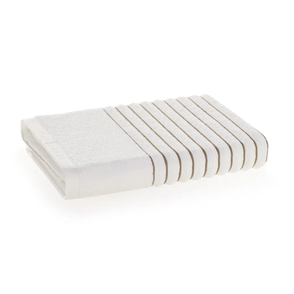 Toalha de Praia 550g/m² com listras Rigato Branco / Nocciola
