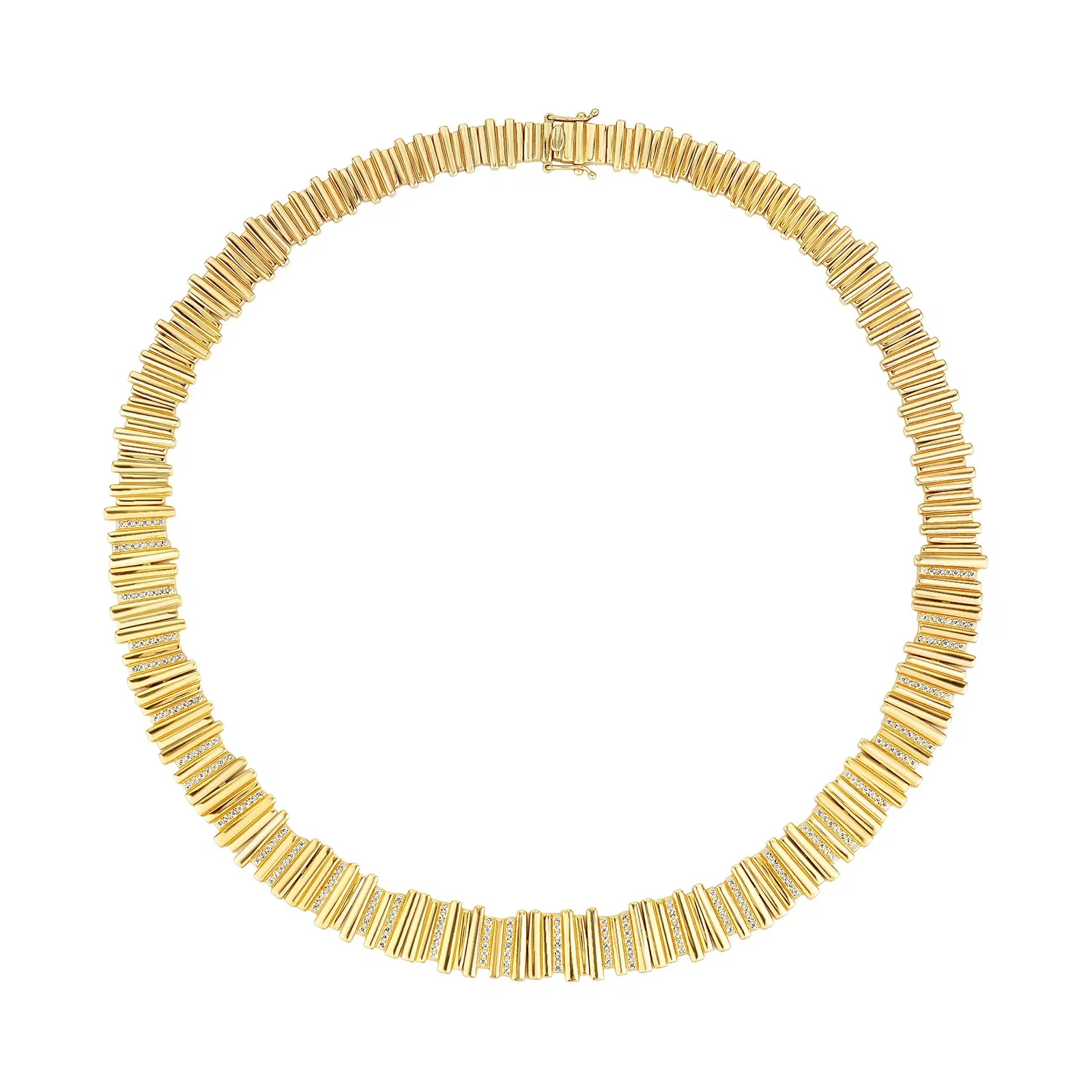 Colar Life Dunas em Prata 925 com Banho de Ouro 18k e Pedras Incolores, 40cm
