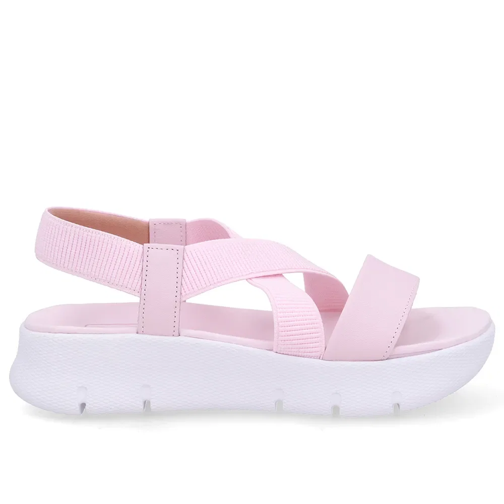 Sandália Papete Couro Rosa Tiras — imagem 1