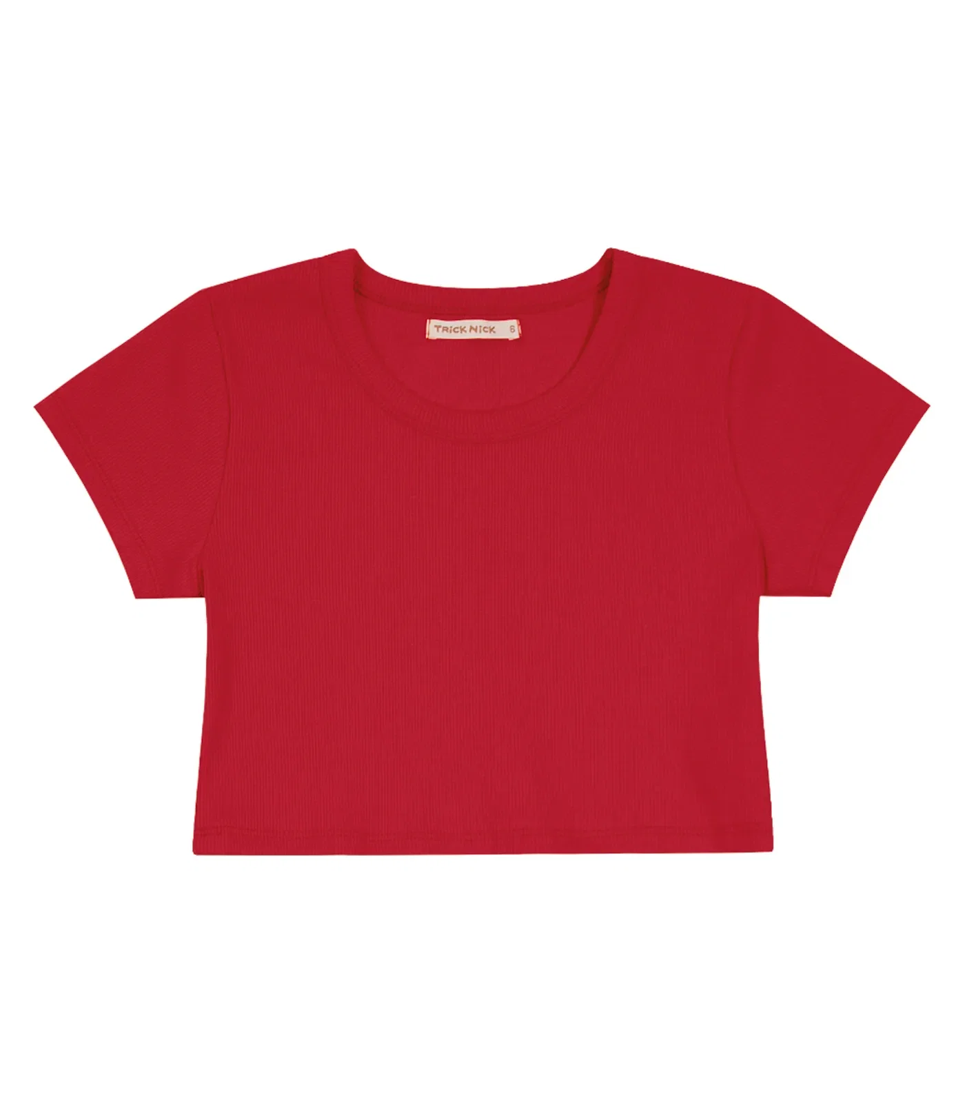 Blusa Cropped Infantil Ribana Canelada Trick Nick Vermelho