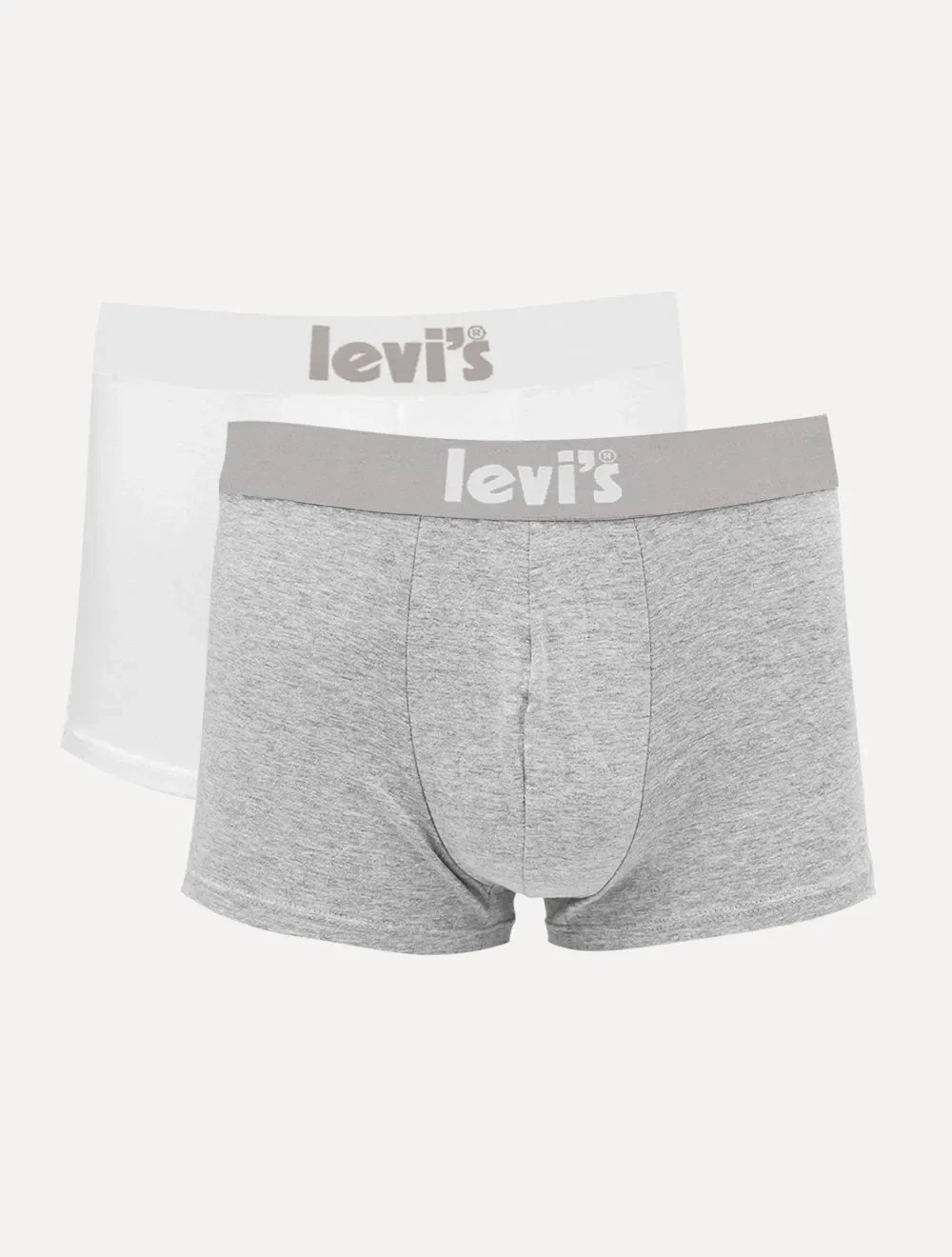 Cuecas Levis Masculinas Boxer Brief Poster Cinza Mescla e Branca Pack 2UN