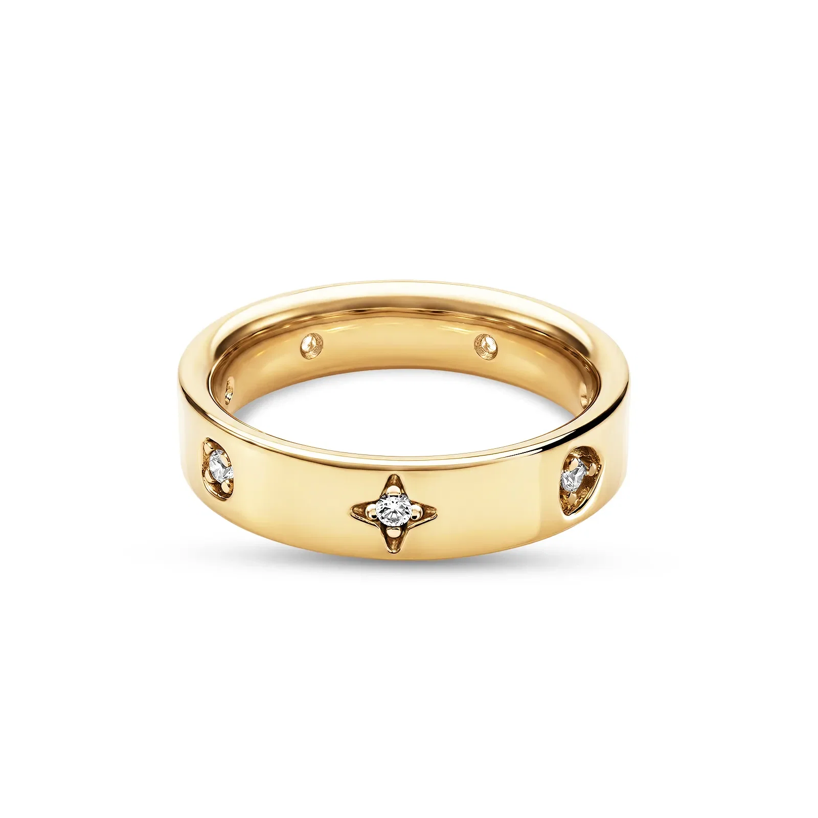 Anel Life Celestial em Prata 925 com Banho de Ouro Amarelo e Zircônia Incolor