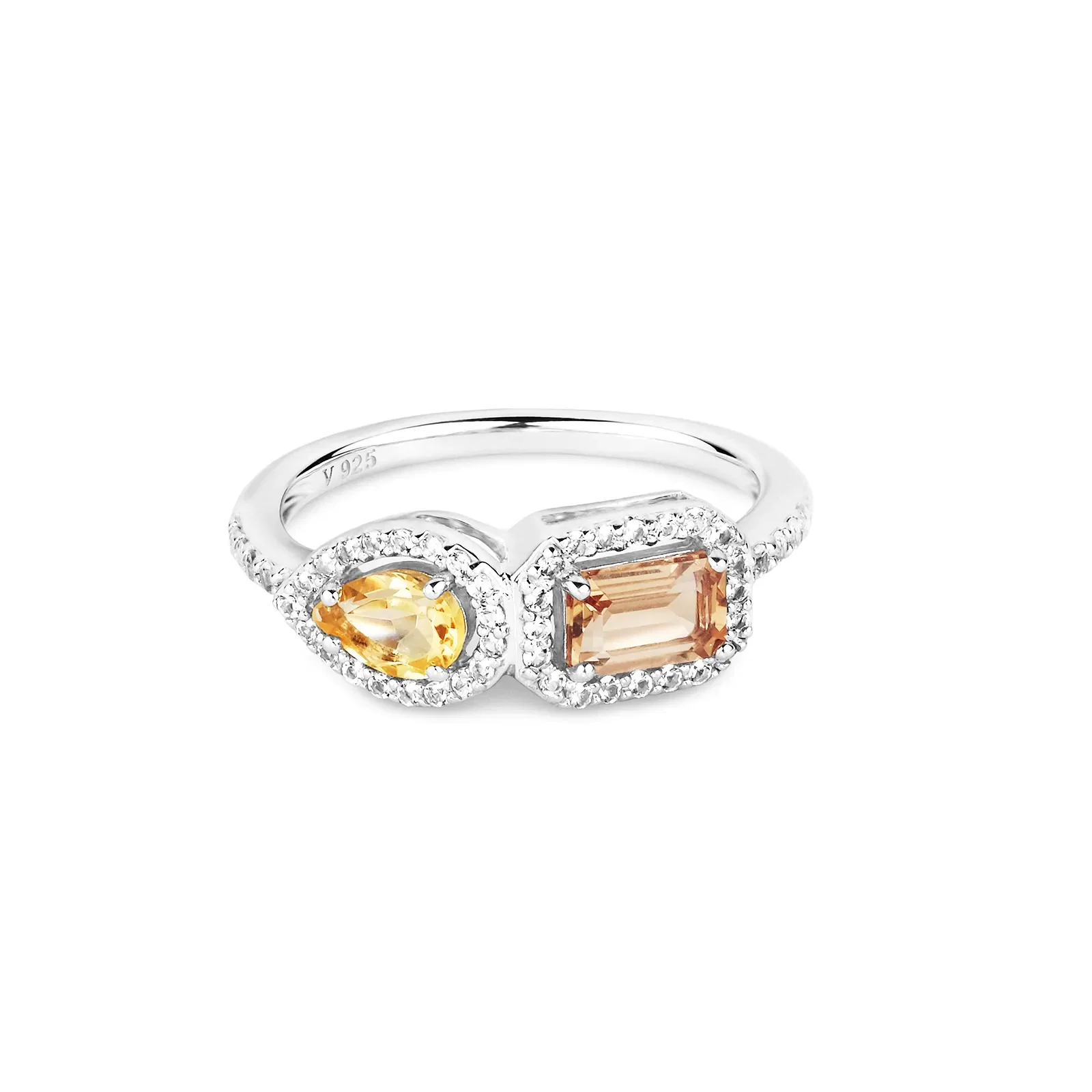 Anel Ginger em Prata 925 com Citrino, Quartzo Fumê e Topázios Incolores — imagem 1