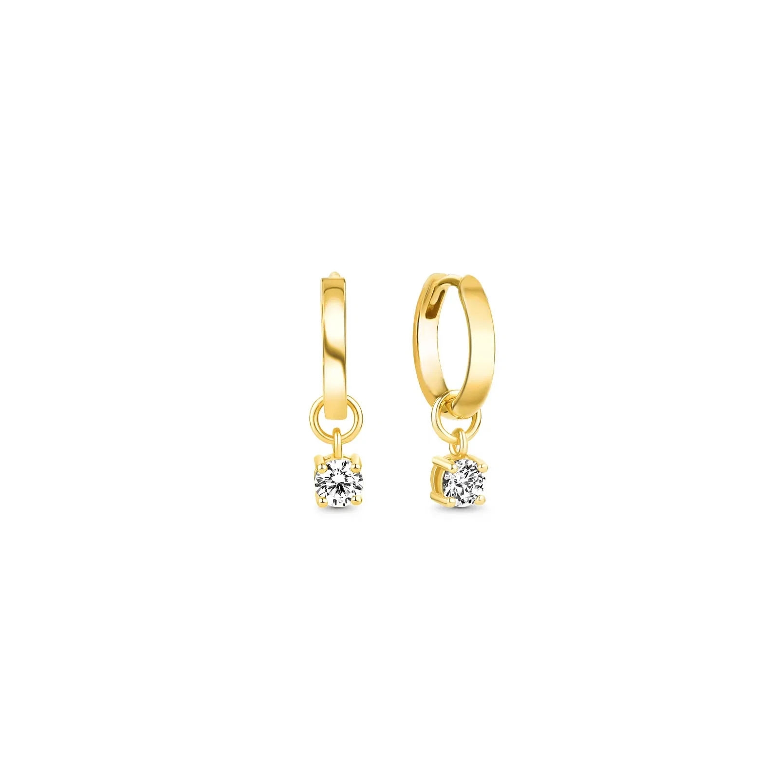 Argola Life em Prata 925 com Banho de Ouro Amarelo 18k e Pedras Incolores, 17,4mm — imagem 1