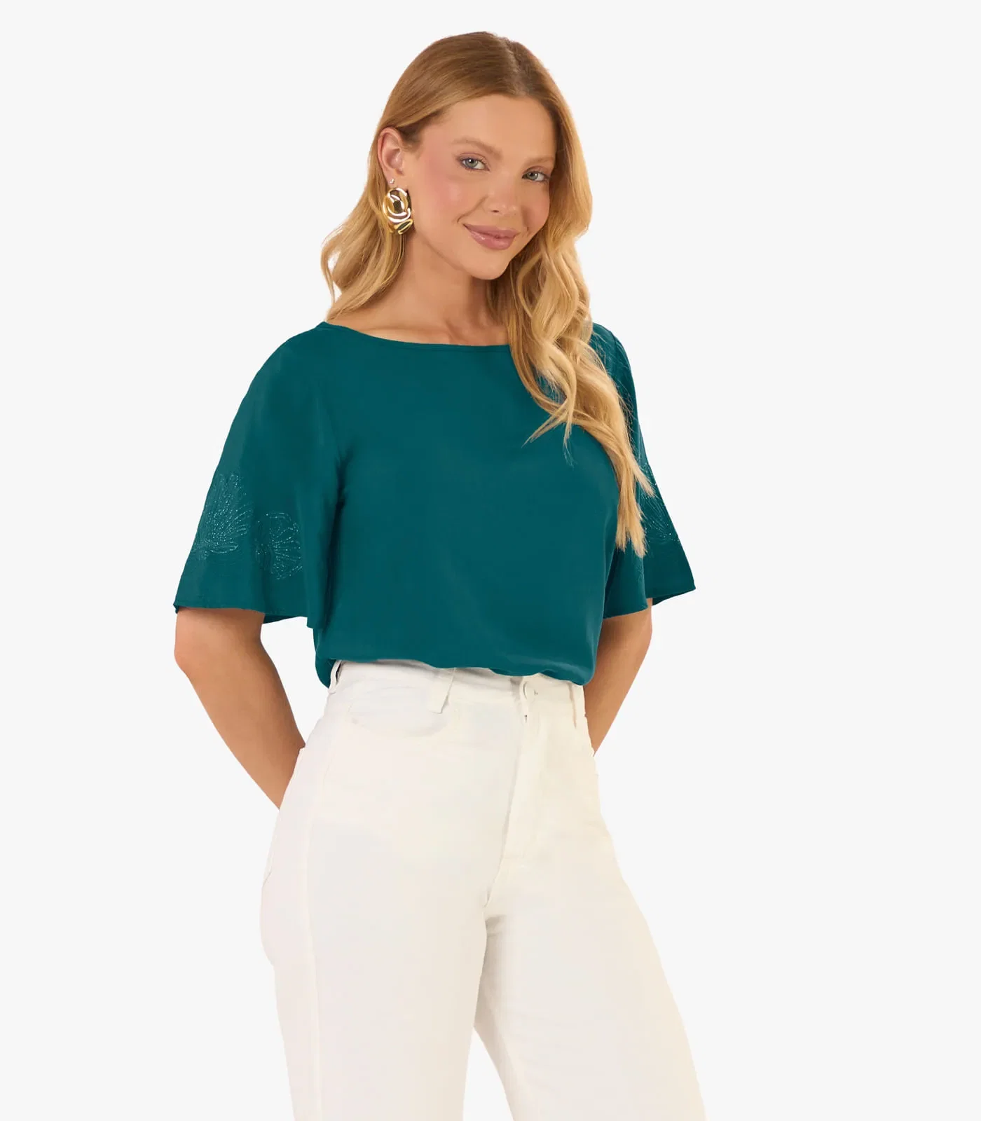Blusa Feminina Viscose Khyara Com Estampa Rovitex Verde