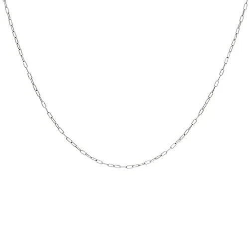 Corrente Cadeado Curta em Ouro Branco 18k, 40cm