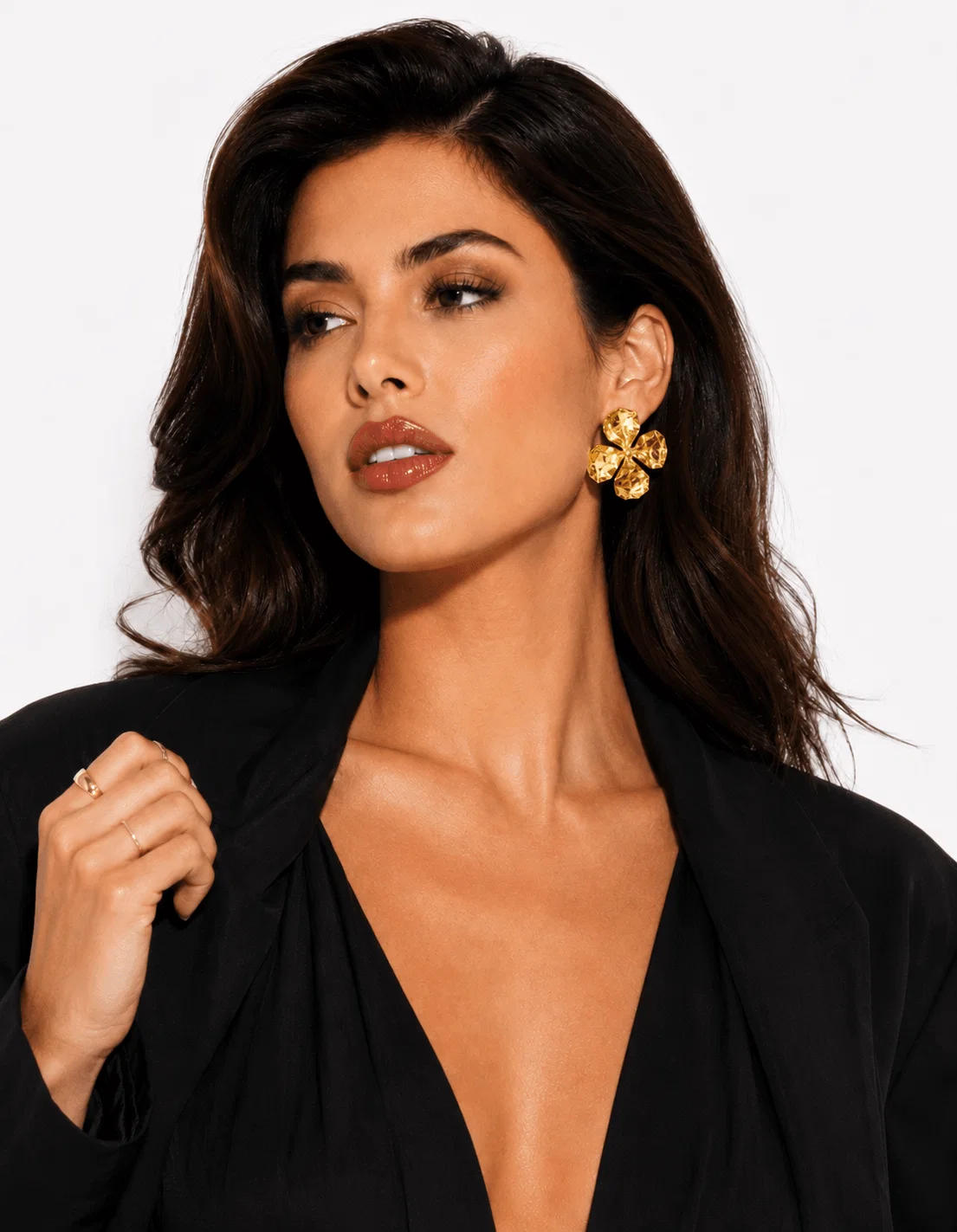 Brinco em Metal Texturizado - Dourado