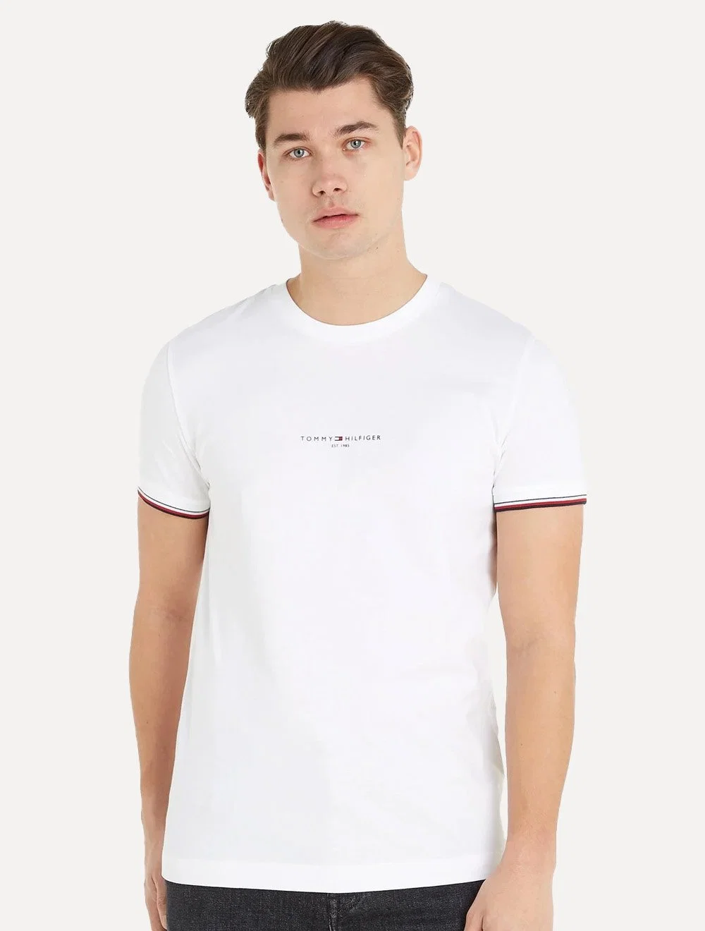 Camiseta Tommy Hilfiger Masculina Slim Fit Logo Tipped Branca